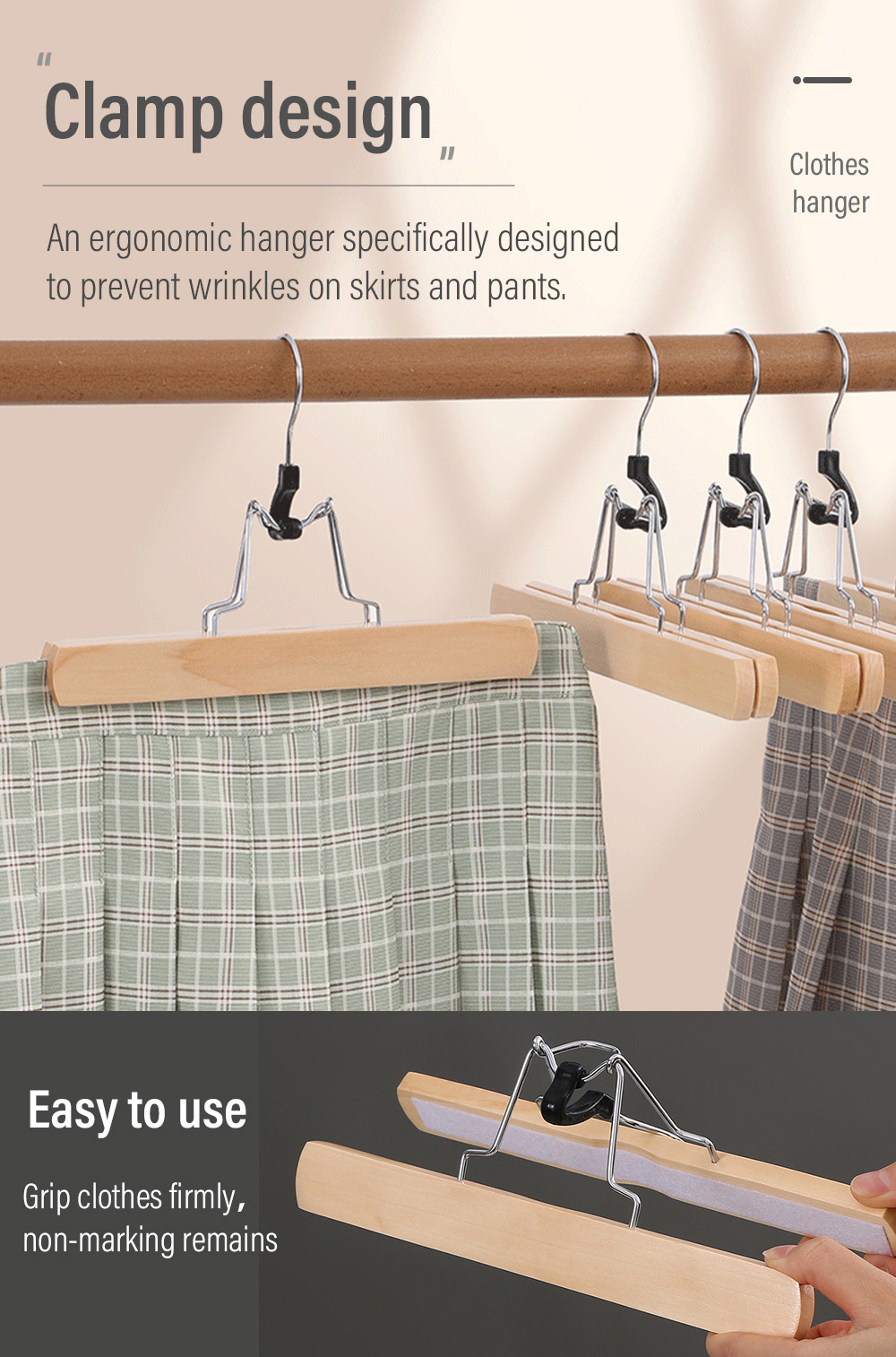 Solid Wood Skirt Clamp Higt-grade Pants Rack-2